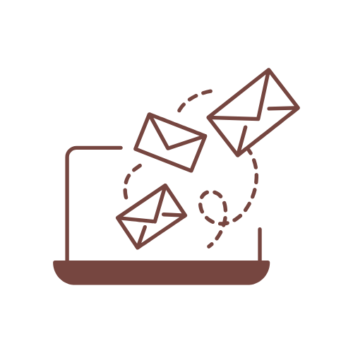 Animation of envelopes flying off a laptop screen